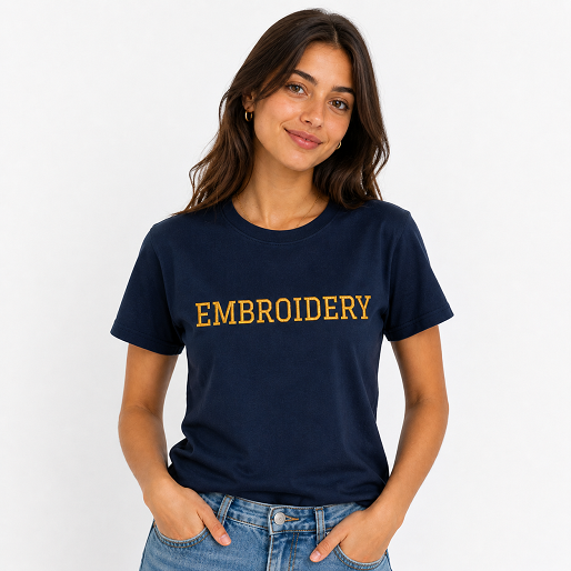 Personalized Embroidery T-Shirt for Men & Women, Short Sleeve Crewneck T-shirts, Gifts For Him/Her, Premium Pure Cotton, Unisex Regular Fit, Design your Random Text, Quotes, Phrases