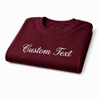 Custom Text Embroidery Tee, Short Sleeve Crewneck T-Shirts, 100% Pure Cotton, Regular Fit, Design Your Random Text in Full Embroidery