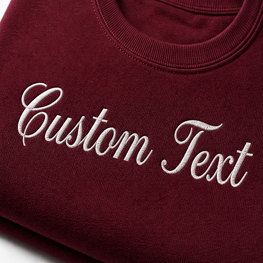 Custom Text Embroidery Tee, Short Sleeve Crewneck T-Shirts, 100% Pure Cotton, Regular Fit, Design Your Random Text in Full Embroidery