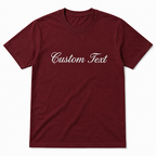 Custom Text Embroidery Tee, Short Sleeve Crewneck T-Shirts, 100% Pure Cotton, Regular Fit, Design Your Random Text in Full Embroidery