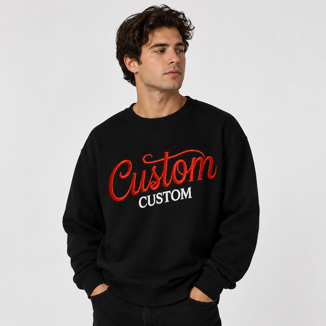 Unisex Custom Embroidered Sweatshirt, Personalized Name Crewneck Sweatshirt, Customized Embroidery Gift for Men & Women, Different Placements For Text, Multiple Font Styles and Thread Color