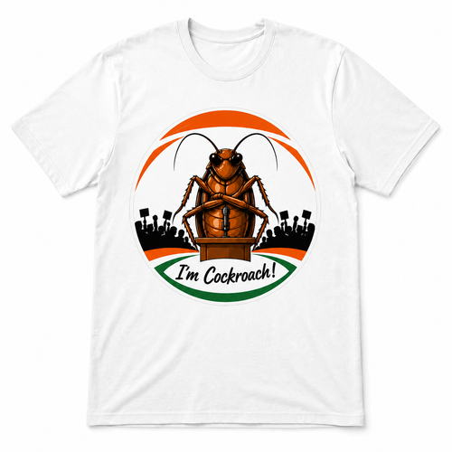 Cockroach Janta Party Regular Printed T-Shirt, Gen Z Political Meme Tee, White Unisex T-shirt, Premium Cotton T-shirt, Perfect for Gen Z fashion lovers, Adult Regular Fit