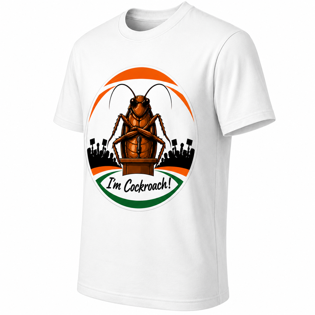 Cockroach Janta Party Regular Printed T-Shirt, Gen Z Political Meme Tee, White Unisex T-shirt, Premium Cotton T-shirt, Perfect for Gen Z fashion lovers, Adult Regular Fit