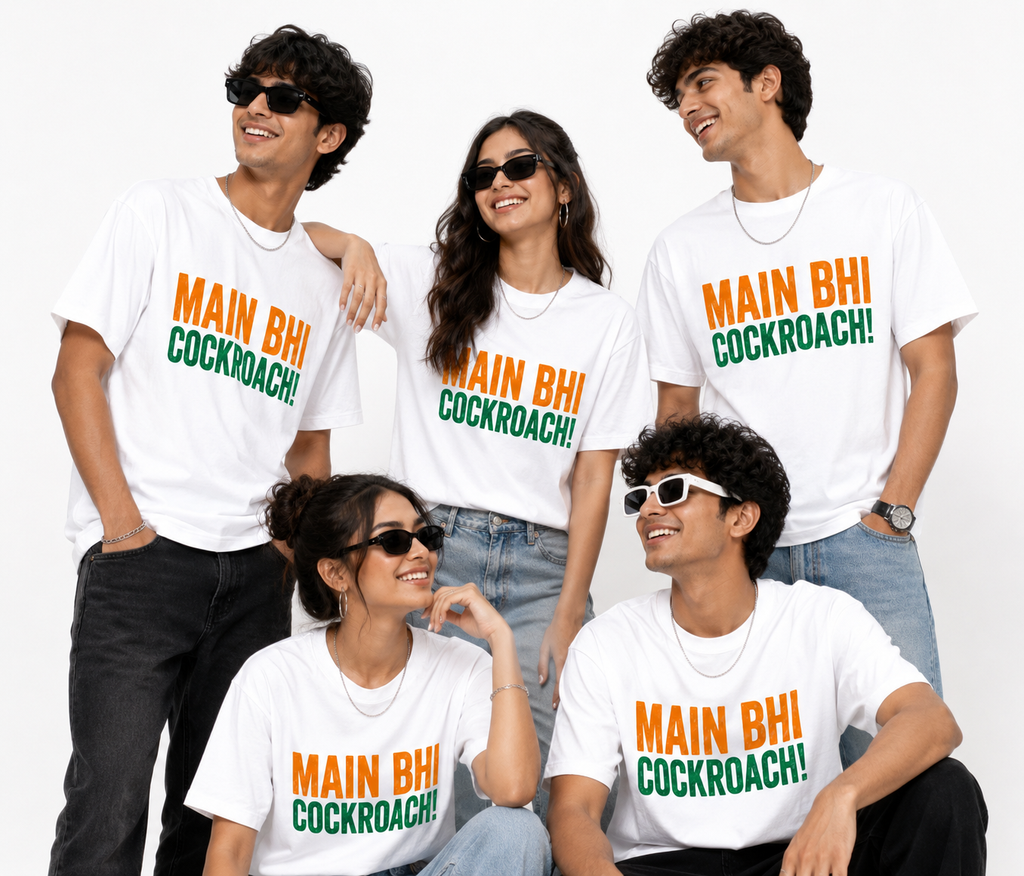Main Bhi Cockroach! Gen Z Viral Meme Graphic Printed Unisex T-Shirt Trendy Streetwear Casual Cotton Tee for Men's & Women's