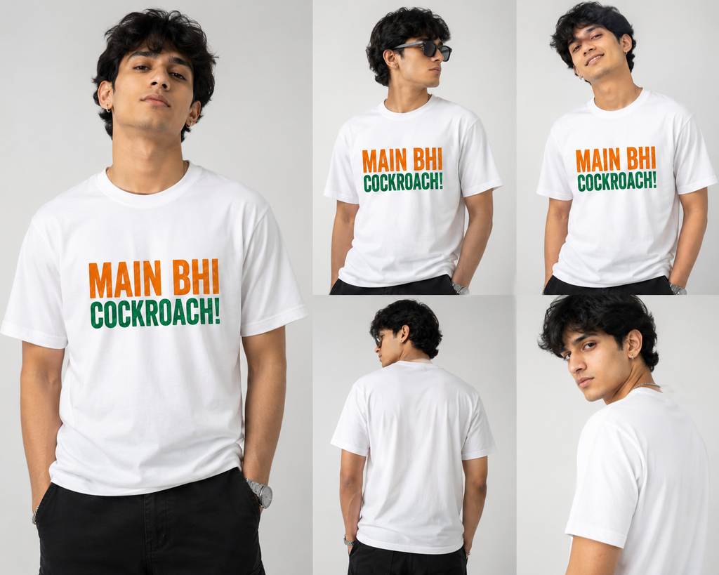 Main Bhi Cockroach! Gen Z Viral Meme Graphic Printed Unisex T-Shirt Trendy Streetwear Casual Cotton Tee for Men's & Women's
