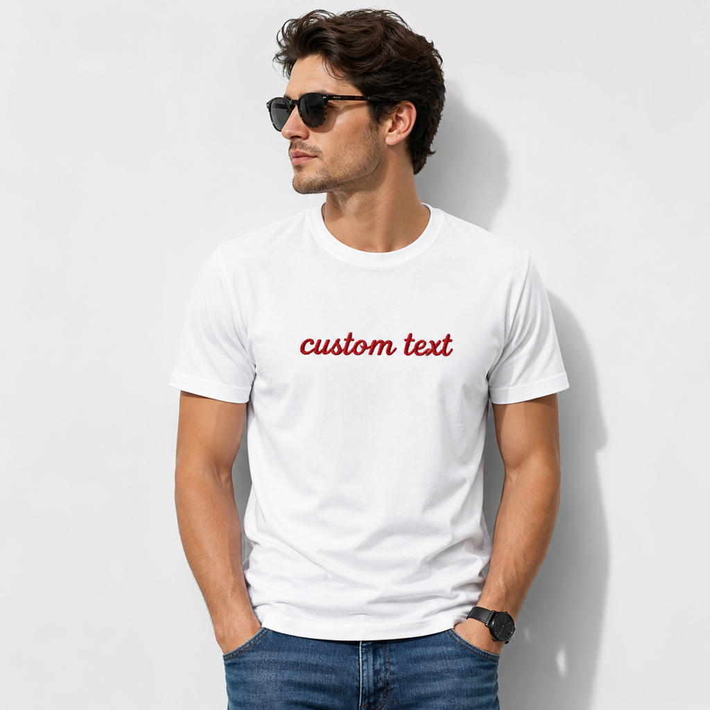 Design Your own Personalized T-Shirt with Name, Unisex Regular Fit, Custom with Your Own Design Text, Chest Embroidery, 100% Pure Cotton, Different Color Options, Gift for Him/Her