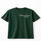 Personalized Embroidered Text T-Shirts Unisex, Minimal Chest Embroidery, Different Placement for Text, Pure Cotton Regular Fit, Front & Back Embroidey Design, Ideal For Gift Apparel
