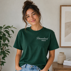 Personalized Embroidered Text T-Shirts Unisex, Minimal Chest Embroidery, Different Placement for Text, Pure Cotton Regular Fit, Front & Back Embroidey Design, Ideal For Gift Apparel