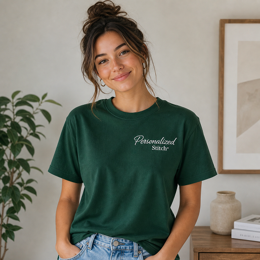 Personalized Embroidered Text T-Shirts Unisex, Minimal Chest Embroidery, Different Placement for Text, Pure Cotton Regular Fit, Front & Back Embroidey Design, Ideal For Gift Apparel