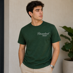 Personalized Embroidered Text T-Shirts Unisex, Minimal Chest Embroidery, Different Placement for Text, Pure Cotton Regular Fit, Front & Back Embroidey Design, Ideal For Gift Apparel