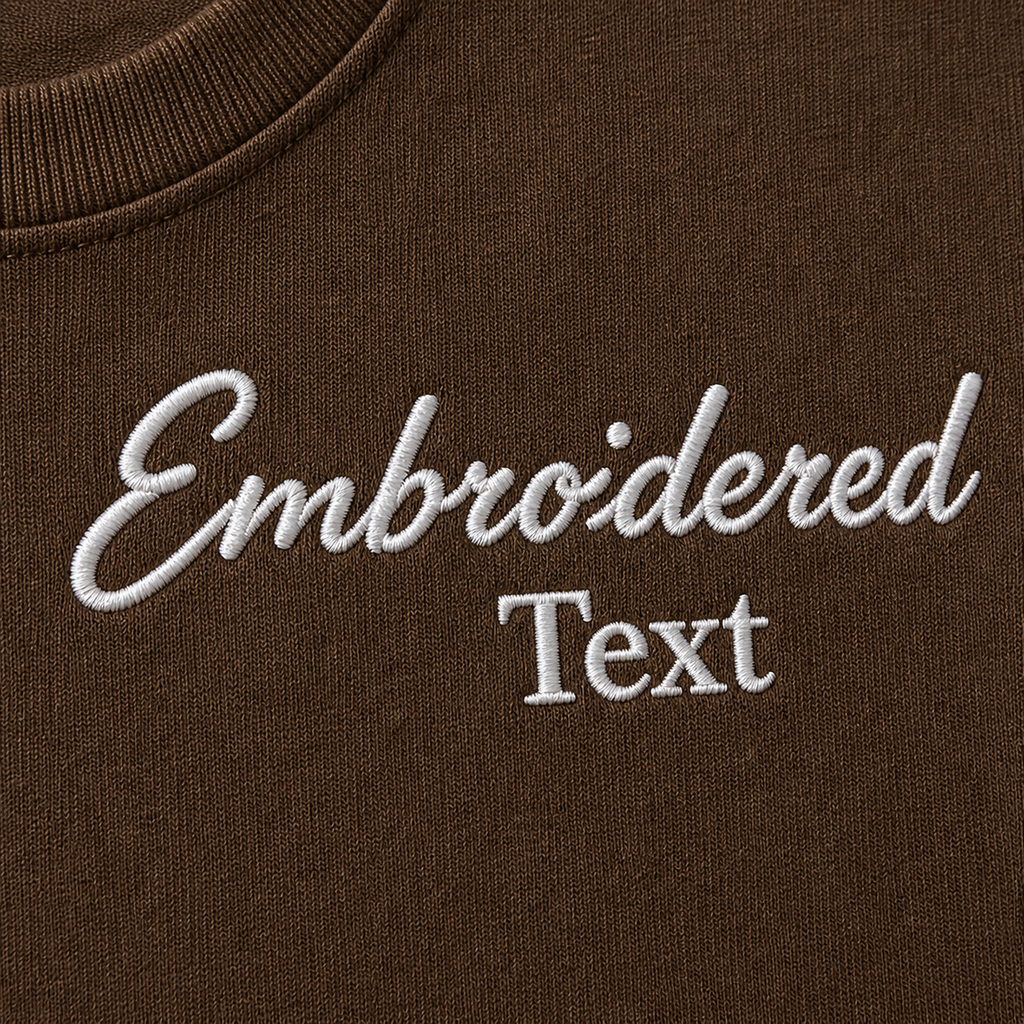 Custom Embroidery T-Shirts for Men & Women, Personalized Name Embroidered Tee, Pure Cotton, Different Placement for Text, Minimal Chest Embroidery, Short Sleeves Crewneck Tee, Embroidered Random Texts & Quotes