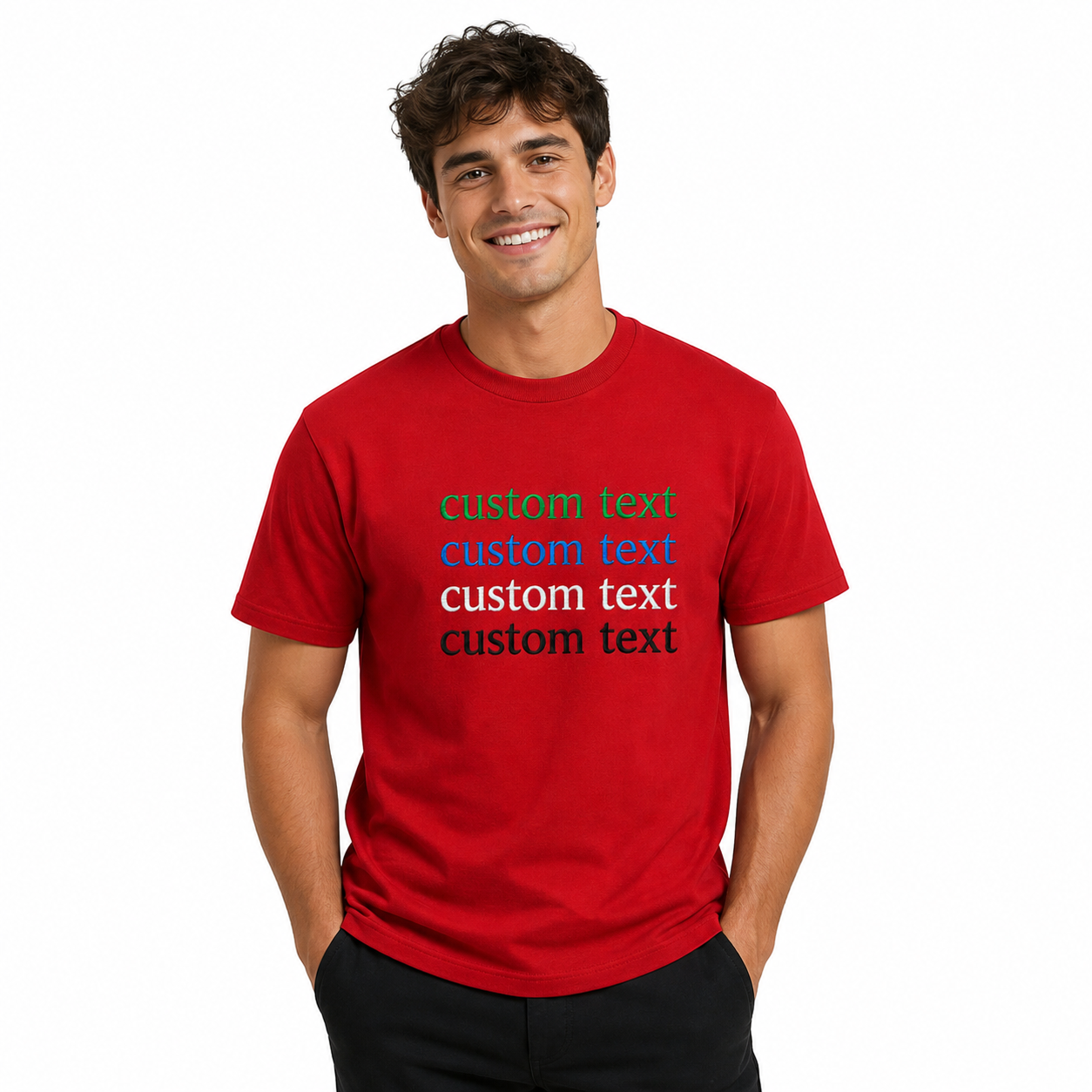 Personalized Embroidered Text T-Shirt for Men & Women, Custom Name/Message Embroidery Tee, Premium Cotton Customized T Shirt, Unique Gift Idea, Stylish Unisex Casual Wear, Premium Embroidery Stitching
