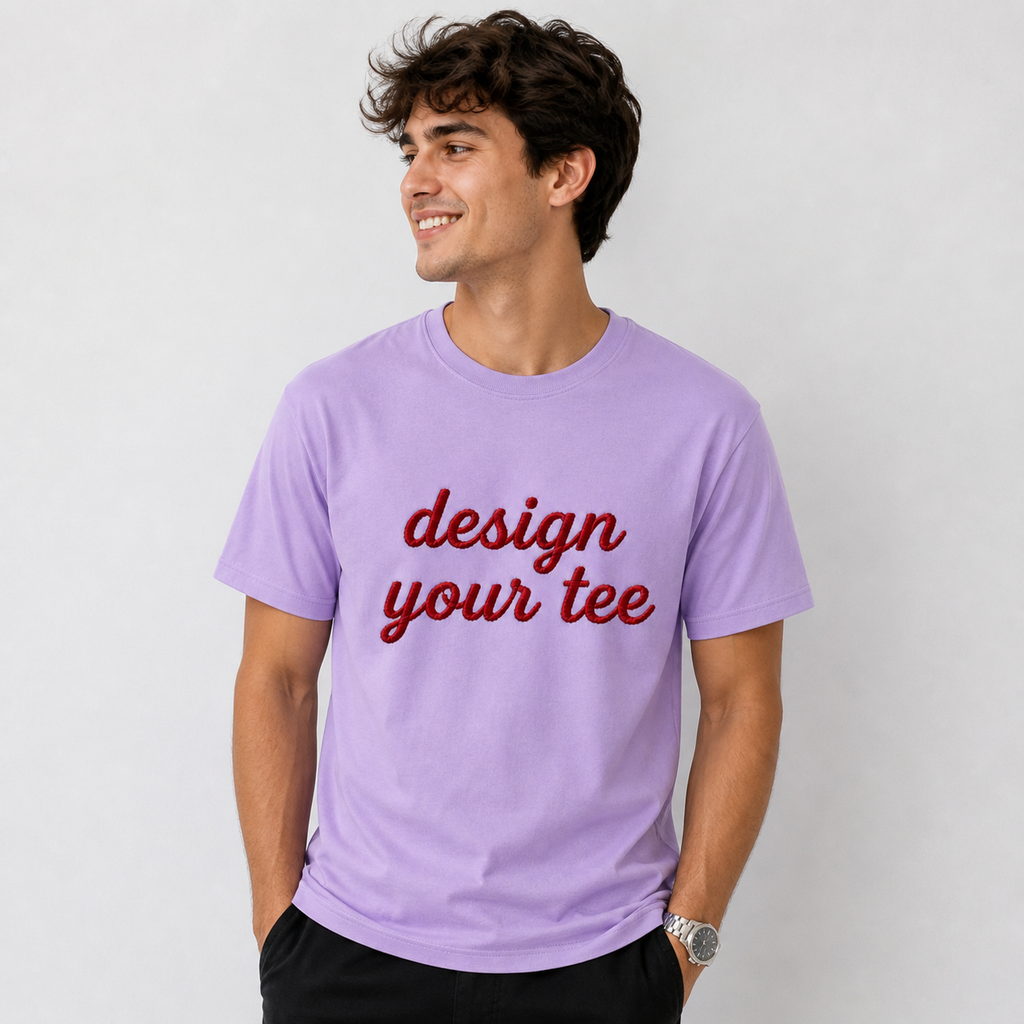 Design Your Name on T-Shirt in Full Embroidery Stitch, Custom Embroidered Unisex T-Shirts, Different Placement for Text, Front & Back Embroidered, Chest Embroidery Design, Regular Fit, Pure Cotton