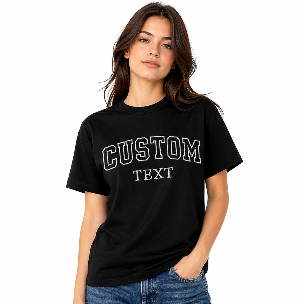 Custom Embroidered Unisex T-Shirt, Add Your Custom Text Name in Different Font Styles, Pure Cotton, Premium Embroidery Stitching, Random Text & Phrases, Minimal Chest Embroidery, Gift Apparel