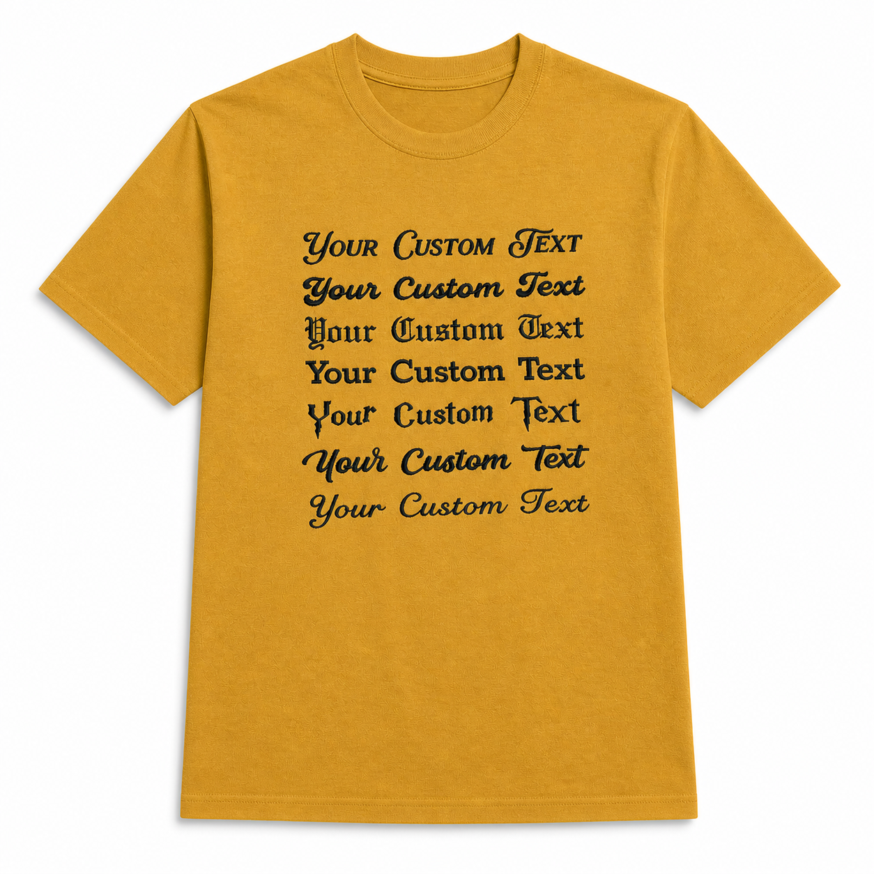 Customized Embroidered Unisex T-Shirt, Add Your Custom Text Name in Different Font Styles, Pure Cotton, Premium Embroidery Stitching, Random Text & Phrases, Minimal Chest Embroidery, Gift Apparel