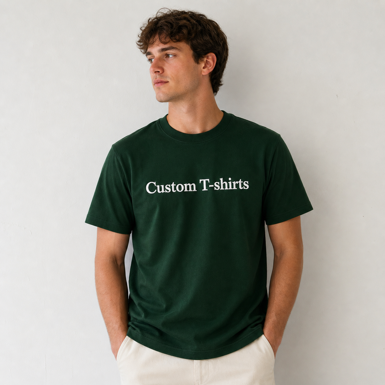 Custom Embroidered Unisex T-Shirt, Personalized Tee, Add Your Custom Text Name, Pure Cotton, Embroidery Apparel for Men & Women, Text or Logo in Front or Back, Short Sleeve Crewneck T-Shirts