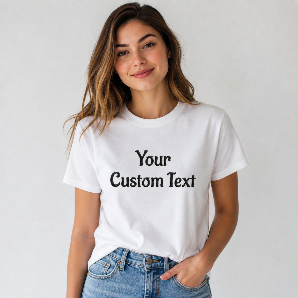 Personalized Embroidery T-Shirts for Men & Women, Choose Phrase, Font and Embroidery Color for Any Occasion, 100% Pure Cotton Regular Fit, Custom Name Embroidered Tee, Personalized Gift Apparel