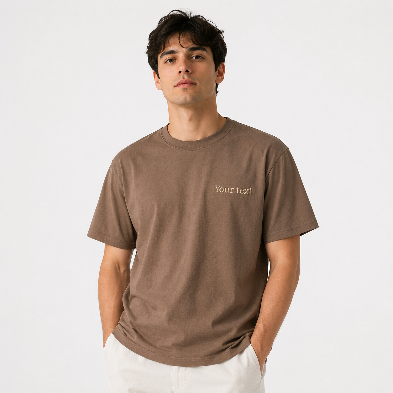 Custom Embroidered T-Shirt for Men & Women | Minimalist Text Tee | Personalized Thread Embroidery Cotton Shirt