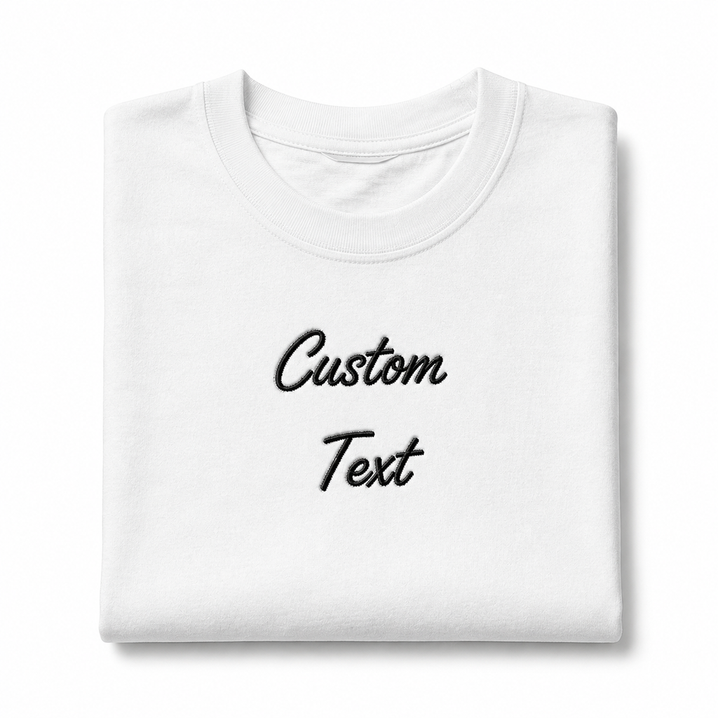 Customized Crewneck T-Shirt with Embroidery Text, Company Name, Personalized 100% Cotton Half Sleeve Unisex Tshirt, Regular Fit, Embroidery Gift Apparel, Add Your Custom Text Name, Different Placements for Text