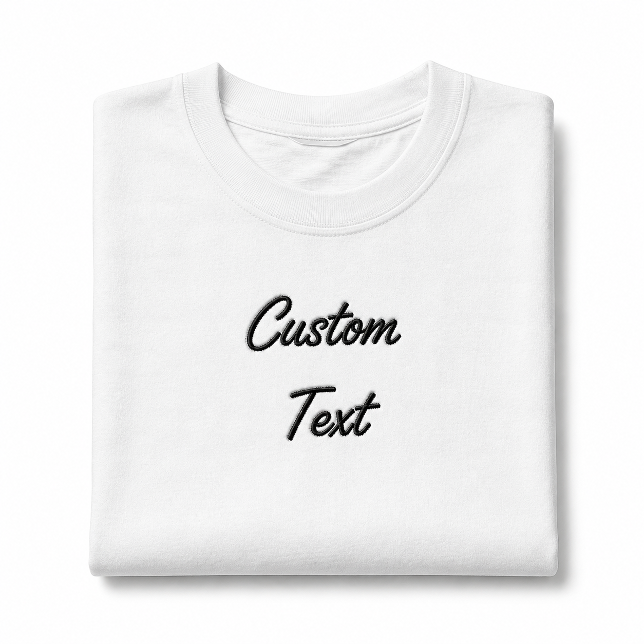 Customized Crewneck T-Shirt with Embroidery Text, Company Name, Personalized 100% Cotton Half Sleeve Unisex Tshirt, Regular Fit, Embroidery Gift Apparel, Add Your Custom Text Name, Different Placements for Text