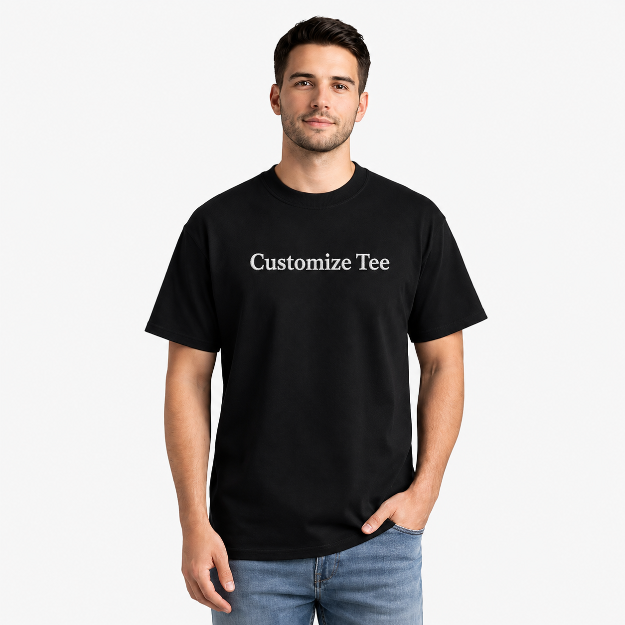 Custom Embroidered Unisex T-Shirt, Personalized Name Embroidery Tee for Men & Women, Cotton Round Neck Custom Embroidery T-Shirt, Crewneck Half Sleeves Tee, 100% Pure Cotton, Regular Fit, Gift Apparel