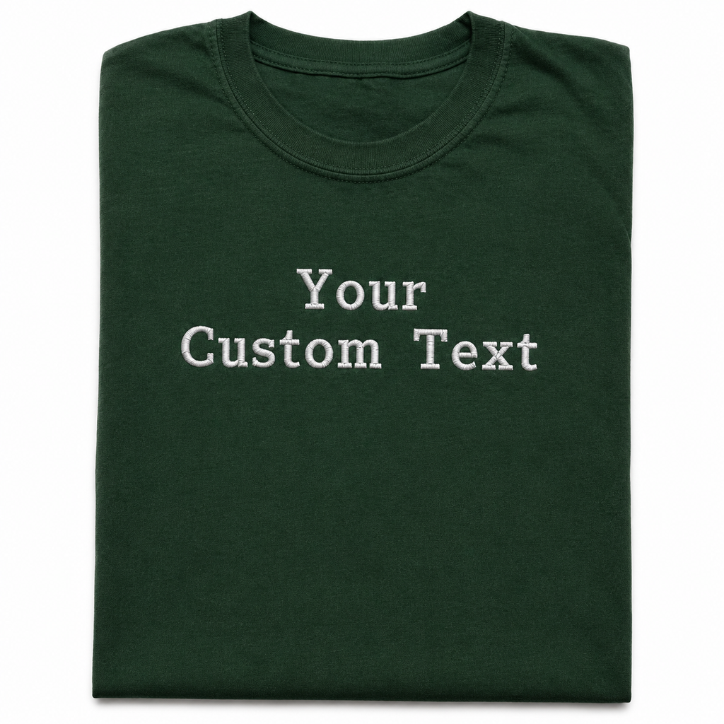 Personalized Embroidered T-Shirt for Men & Women, Custom Text Embroidery Tee, 100% Pure Cotton, Regular Fit, Design Your Random Text in Full Embroidery, Crewneck Half Sleeve T-Shirts, Gift Apparel