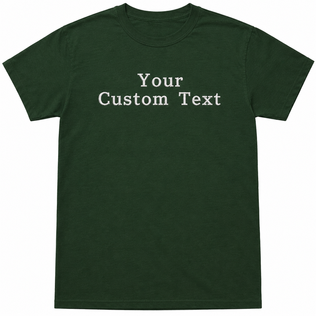 Personalized Embroidered T-Shirt for Men & Women, Custom Text Embroidery Tee, 100% Pure Cotton, Regular Fit, Design Your Random Text in Full Embroidery, Crewneck Half Sleeve T-Shirts, Gift Apparel