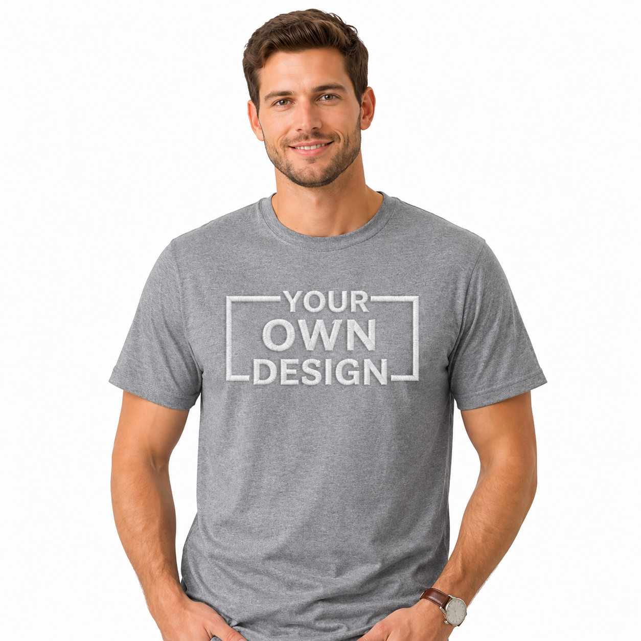 Personalized Embroidery Unisex T-Shirt, Minimal Chest Logo Custom Tee, Different Placement for Text & Logo, Design Your Tee, Design Your Random Text in Full Embroidery, Casual Wear, Pure Cotton